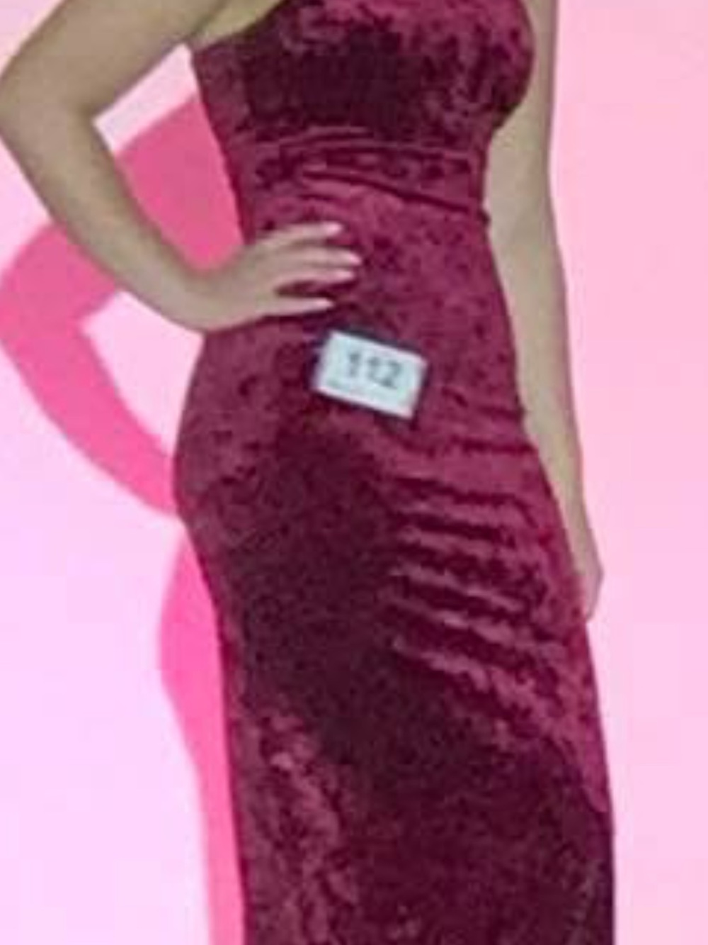 Strapless Velvet Bodycon Dress in Burgundy